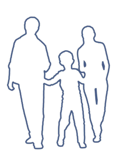 Three Member Family Silhouette Kids Tracing Shape, Free Vectors File